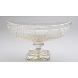 ANGLO IRISH CUT-GLASS BOAT-FORM CENTERPIECE BOWL The bowl with flute-cut rim above diamond facets,
