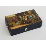 SWISS SMALL CYLINDER MUSIC BOX IN TÔLE PEINT CASE The 2 7/8 in. cylinder played by multiple arm