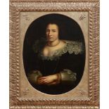 CONTINENTAL SCHOOL: PORTRAIT OF A LADY Oil on canvas, unsigned, lined. 30 x 23 in. (rondelle), 39