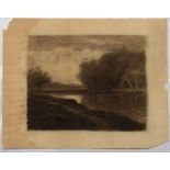 FRANK ANDERSON (1844-1891): PATH BY RIVERBANK; AND INLET BRIDGE Two charcoal on paper, Path signed