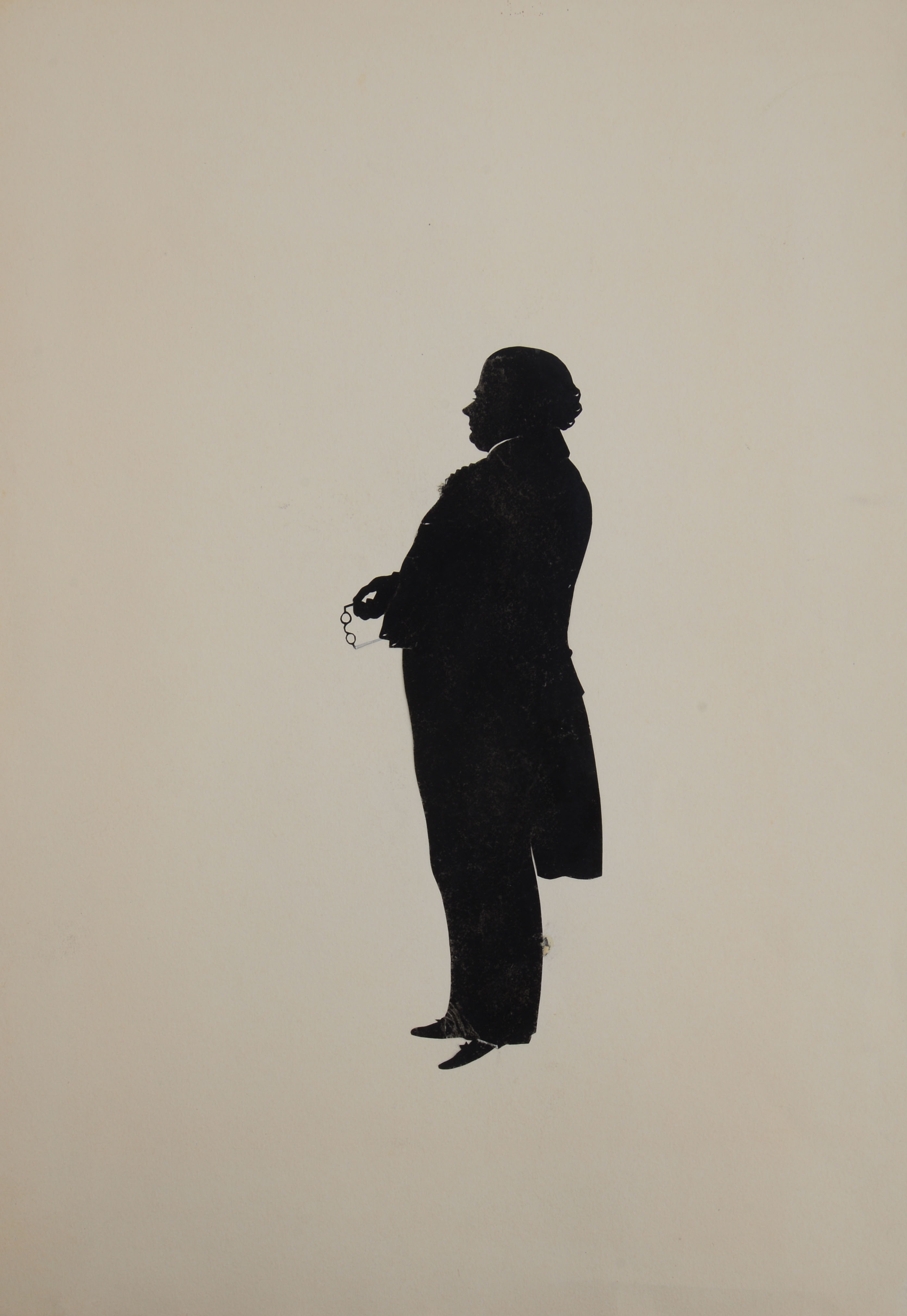 AUGUST EDOUART: GENTLEMAN; AND GENTLEMAN AT TRIPOD TABLE, TWO FULL-LENGTH SILHOUETTES Each laid down