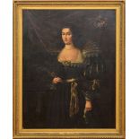 CONTINENTAL SCHOOL: PORTRAIT OF A LADY Oil on canvas, unsigned, lined. 52 x 40 in., 58 x 47 in. (