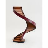 ENGLISH MAHOGANY AND BENTWOOD MODEL OF A SPIRAL STAIRCASE, MODERN 19 x 12 x 13 in.