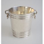 PORTUGUESE SILVER WINE COOLER, RETAILED BY TIFFANY & CO. The cylindrical tapered and banded bowl
