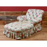 CHINTZ TUFTED UPHOLSTERED CHAISE LOUNGE 37 1/2 in. x 6 ft. x 43 in.