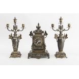 NAPOLEON III GILT AND PATINATED METAL GARNITURE, IN THE JAPANESE TASTE