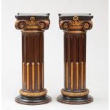 PAIR OF CONTINENTAL NEOCLASSICAL STYLE PAINTED AND PARCEL-GILT COLUMNAR PEDESTALS
