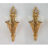 PAIR OF EMPIRE STYLE GILT-BRONZE TWO-LIGHT WALL SCONCES