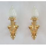 PAIR OF LOUIS XIV STYLE GILT-METAL SINGLE-LIGHT WALL SCONCES