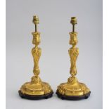 PAIR OF LOUIS XV STYLE GILT-BRONZE CANDLESTICKS