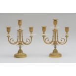 PAIR OF LOUIS XVI STYLE GILT-BRONZE-MOUNTED, ROCK CRYSTAL, THREE-LIGHT CANDELABRA