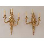 PAIR OF LOUIS XV STYLE GILT-BRONZE WALL SCONCES