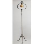 AMERICAN ART NOUVEAU STYLE BRONZE TRIPOD FLOOR LAMP