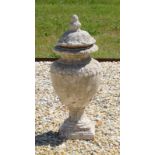 TALL NEOCLASSICAL STYLE GLAZED TERRACOTTA COVERED URN