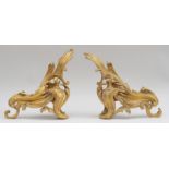 PAIR OF LOUIS XV STYLE GILT-BRONZE CHENETS