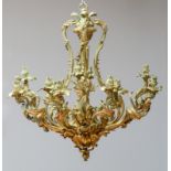 LOUIS XV STYLE GILT-BRONZE SIXTEEN-LIGHT CHANDELIER