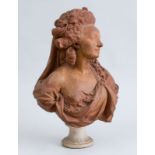 ATTRIBUTED TO ALBERT-ERNEST CARRIER-BELLEUSE (1824-1887): BUST OF AN 18TH CENTURY LADY