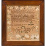 AMERICAN NEEDLEWORK SAMPLER, WROUGHT BY ANGELINA UPTON, JULY 18, 1825
