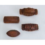 FOUR CONTINENTAL RELIEF-CARVED OBLONG SNUFF BOXES