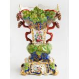 RUSSIAN PORCELAIN PAINTED AND PARCEL-GILT MANTLE VASE, KORNILOV BROS. ST. PETERSBURG