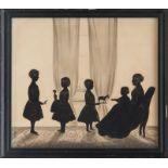 SAMUEL METFORD (1810-1896): SILHOUETTE FAMILY CONVERSATION GROUP AND ANOTHER GROUP