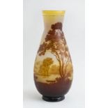 GALLÉ CAMEO GLASS LANDSCAPE VASE