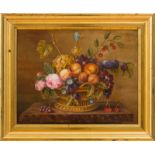 EUROPEAN SCHOOL: STILL LIFE WITH BASKET OF FLOWERS AND FRUIT