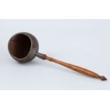 WOOD-HANDLED COCONUT SHELL LADLE