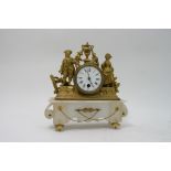 A French gilt spelter and onyx clock the case deco