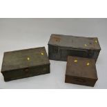 Three militaryammunition trunks