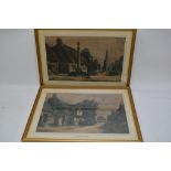 Two Victorian pen and ink sketches of English past