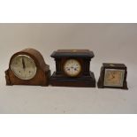 Three mantle clocks, one with enamel dial,  Lancel