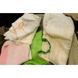 Two bags of linen and textiles