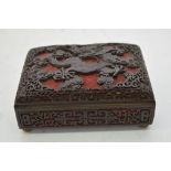 A Cinnabar lacquer and enamel Chinese box of recta