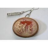 A gold mounted cameo brooch and modern design neck