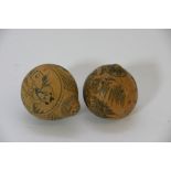 A 20th Centuy, Chinese pair of painted gourds, including one with mountain and waterfall scenes, and