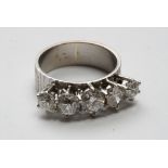 A diamond five stone and white gold ring