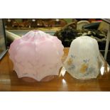 Two vintage glass lamp shades