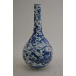 A A Chinese blue and white bottle vase painted wit