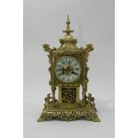 An Early 20th French brass mantel clock of Chinese