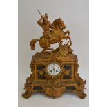 A french gilt metal and black slate mantel clock t