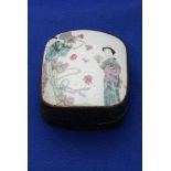 A Chinese type metal mounted trinket box with pain
