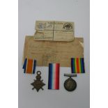 Two First World War medals awarded to PTE N J Laur