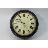 A mahogany cased circular wall clock with fusee mo