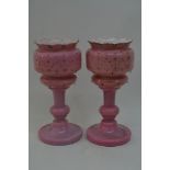 A pair of Victorian pink lustres.