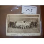 Bolton Wanderers 1923 FA Cup Winners Postcard: Bolton team pictured with 3 cups. Margerine advert to