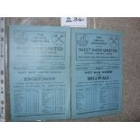 47/48 West Ham London FA Cup Football Programmes: Sort after programmes versus Millwall (sof) and
