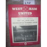 53/54 FA Youth Cup Semi Final Football Programme: West Ham v Wolverhampton Wanderers dated