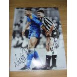 Paul Gascoigne + Vinny Jones Signed Football Print: 12 x 16 inch photo hand signed by both