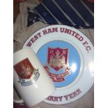 West Ham Football Memorabilia: 100 years commemorative plate (number 6), limited edition mug and